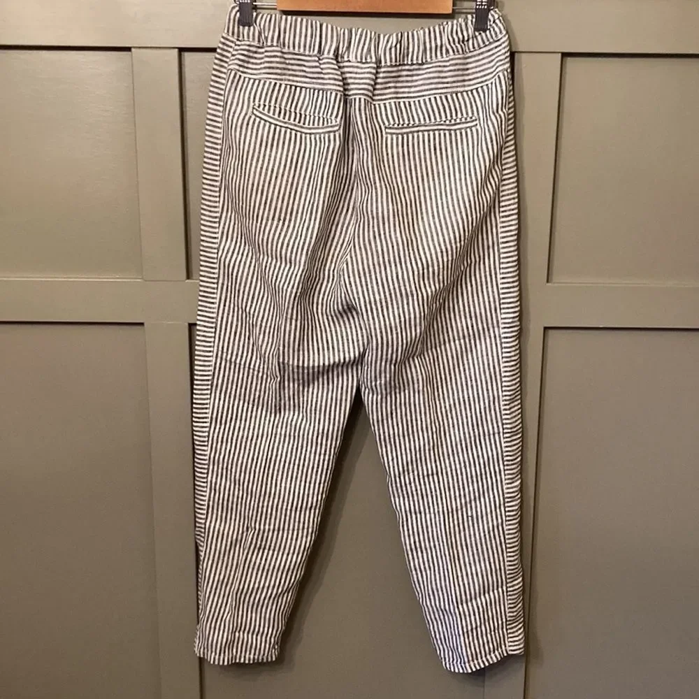 Anthropologie Hei Hei Striped Linen Joggers 100% Linen Pants Size XS_10